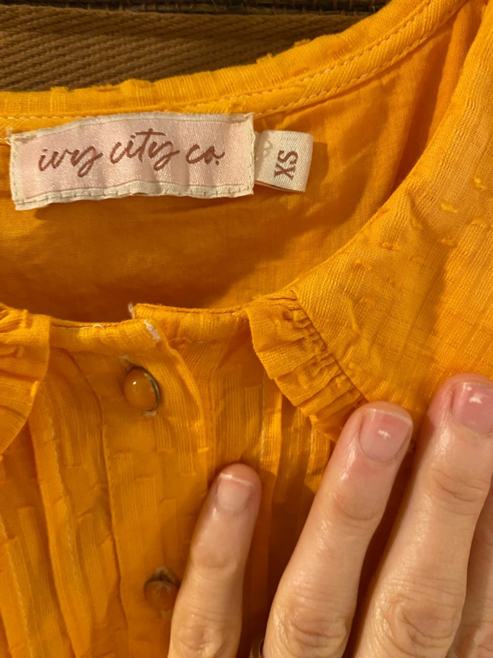 Ivy City Co Bright Yellow Puff-Sleeve Midi Dress with Peter Pan Collar - Picture 2 of 5